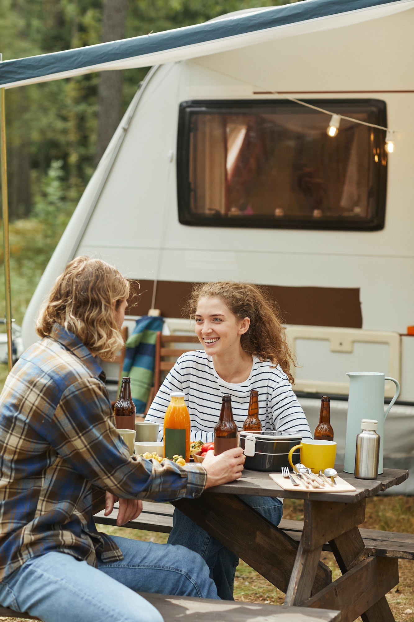 Friends Camping in Forest